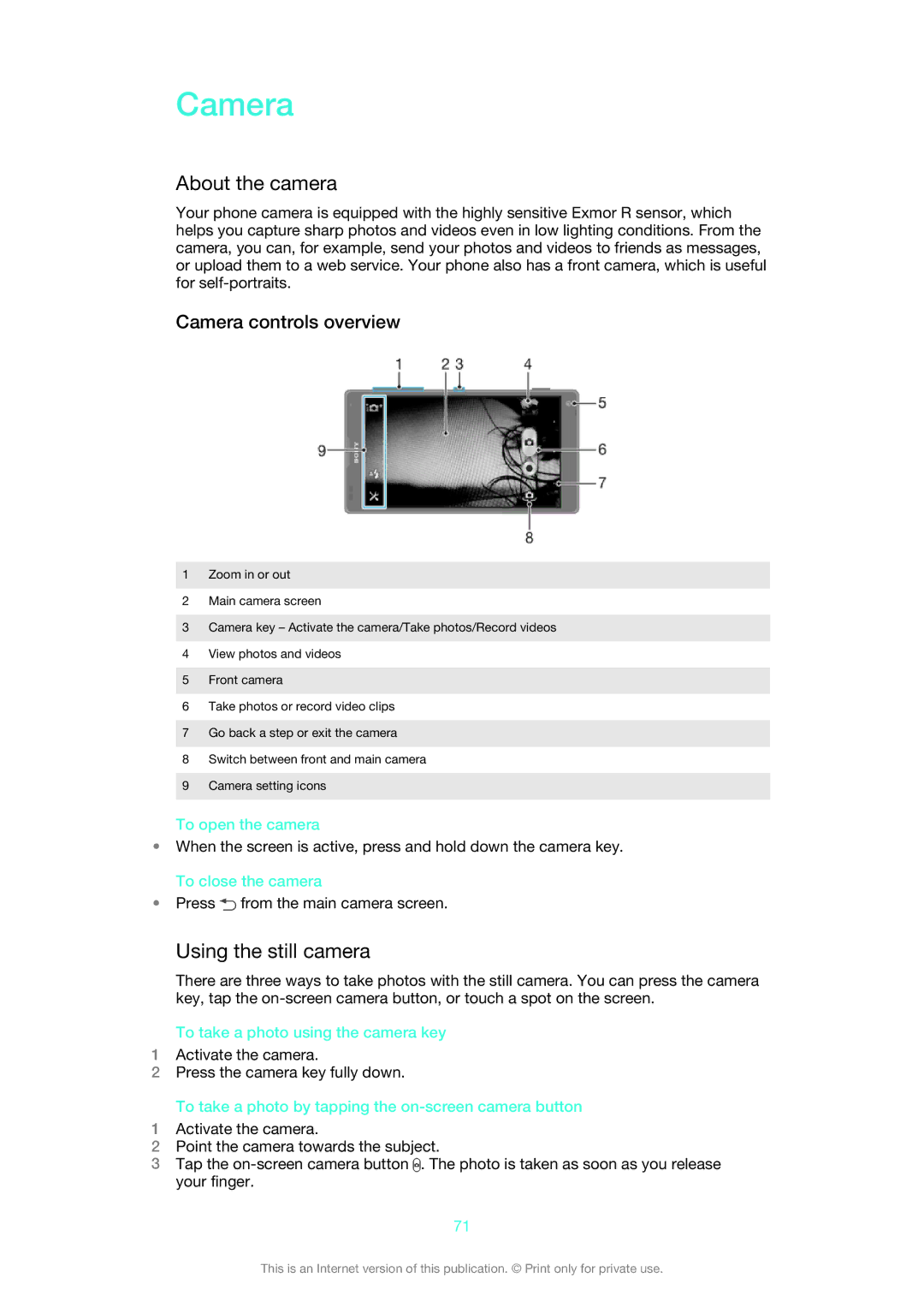 Sony 1270-4315, 1270-6440, 1270-6439, 1270-6441 manual About the camera, Using the still camera, Camera controls overview 