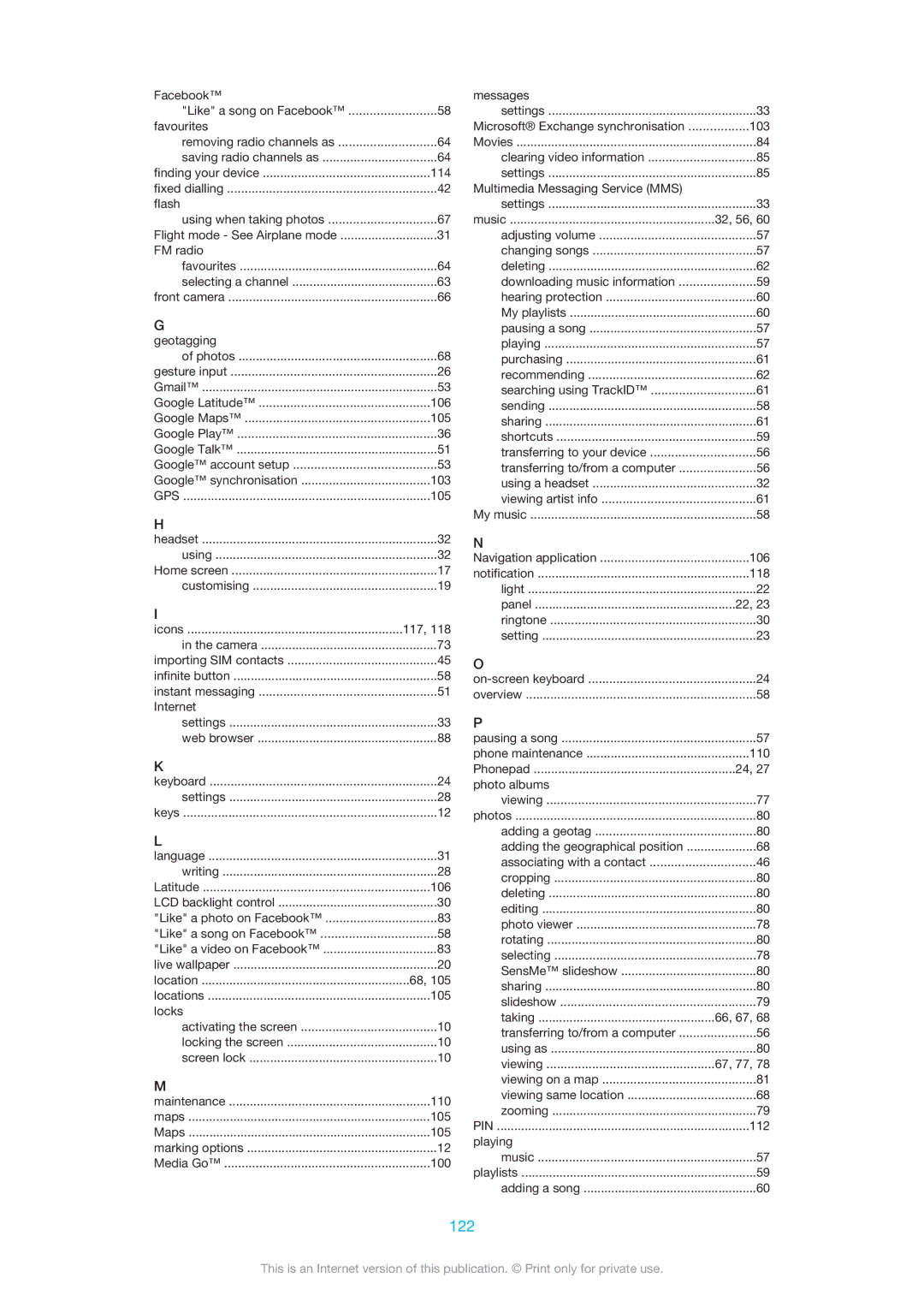 Sony 1275-9580 manual 122, Music 