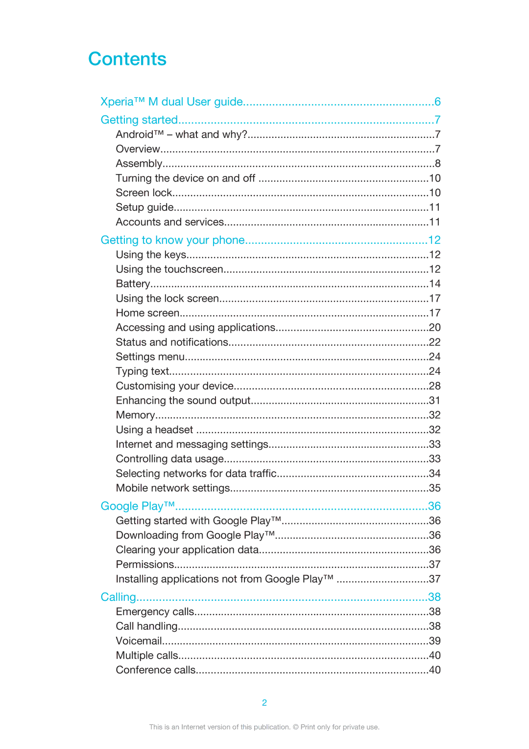 Sony 1275-9580 manual Contents 