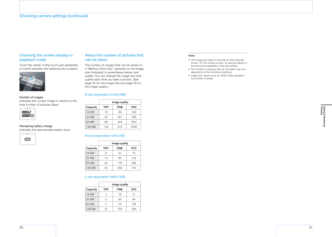 Sony 16 manual Checking camera settings, Checking the screen display in playback mode 