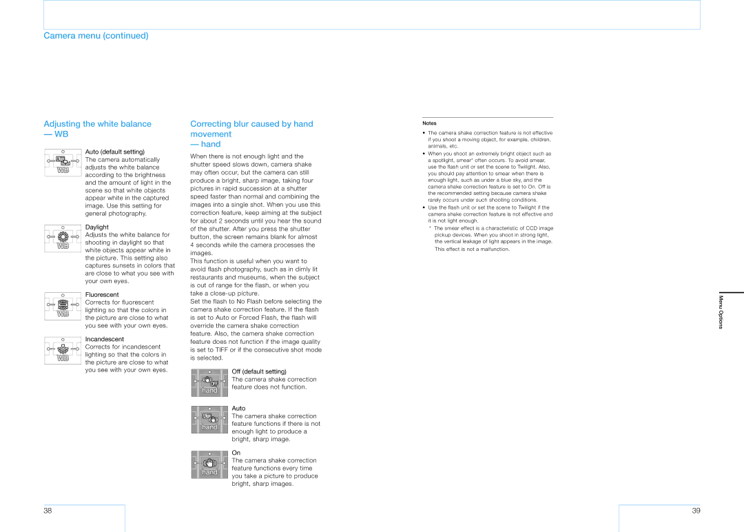 Sony 16 manual Daylight, Fluorescent, Incandescent, Auto 