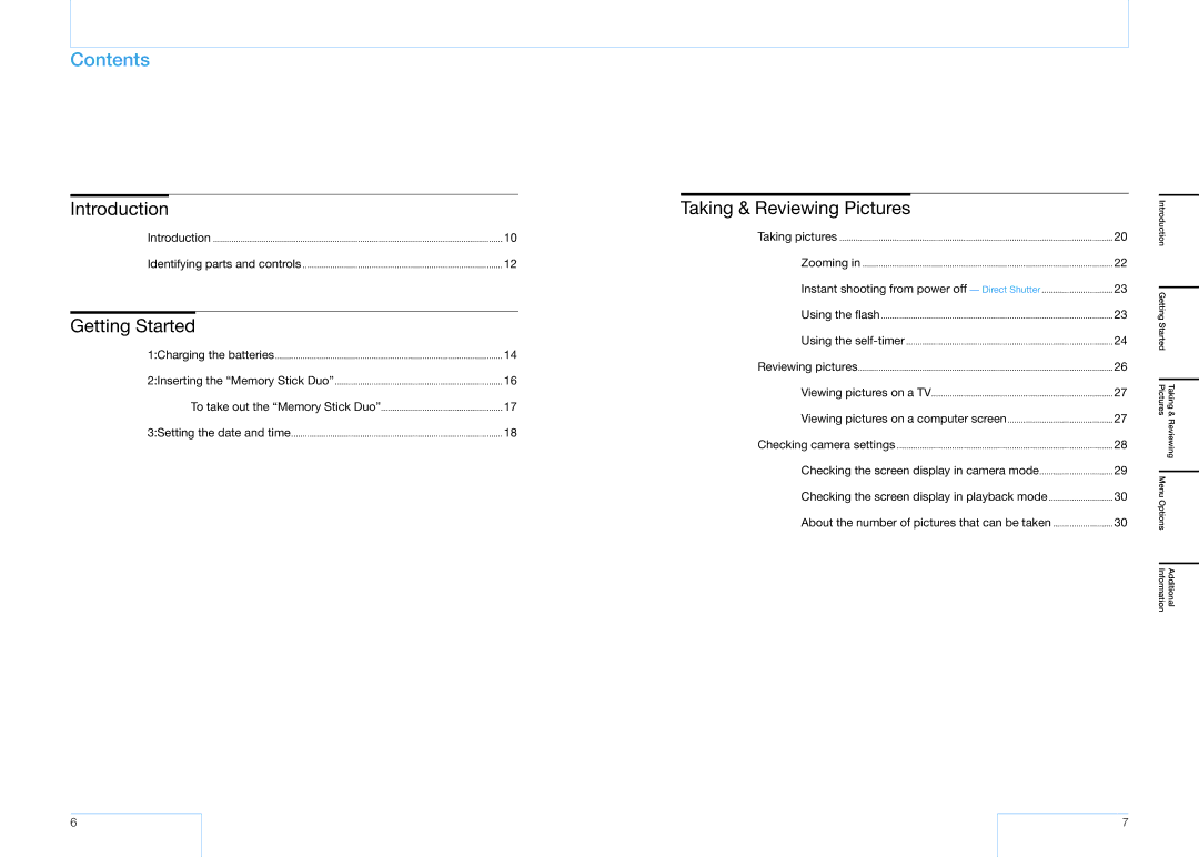 Sony 16 manual Contents 