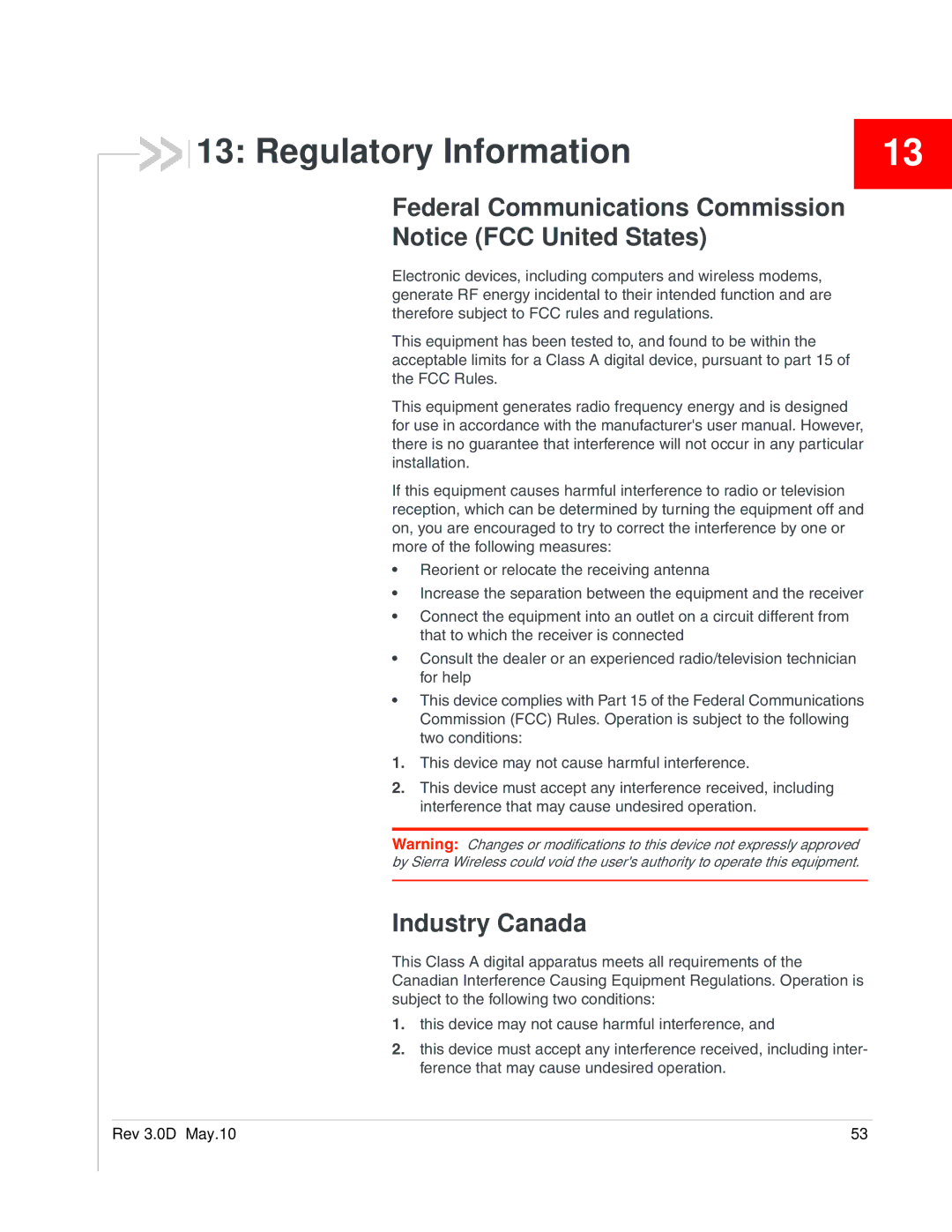 Sony 2140847 manual Regulatory Information, Federal Communications Commission, Industry Canada 