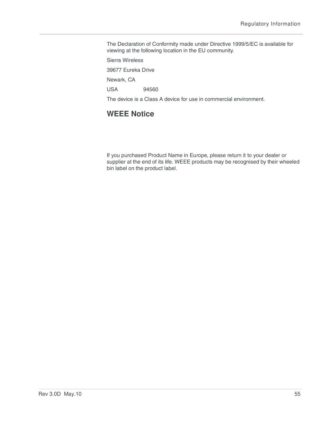 Sony 2140847 manual Weee Notice 