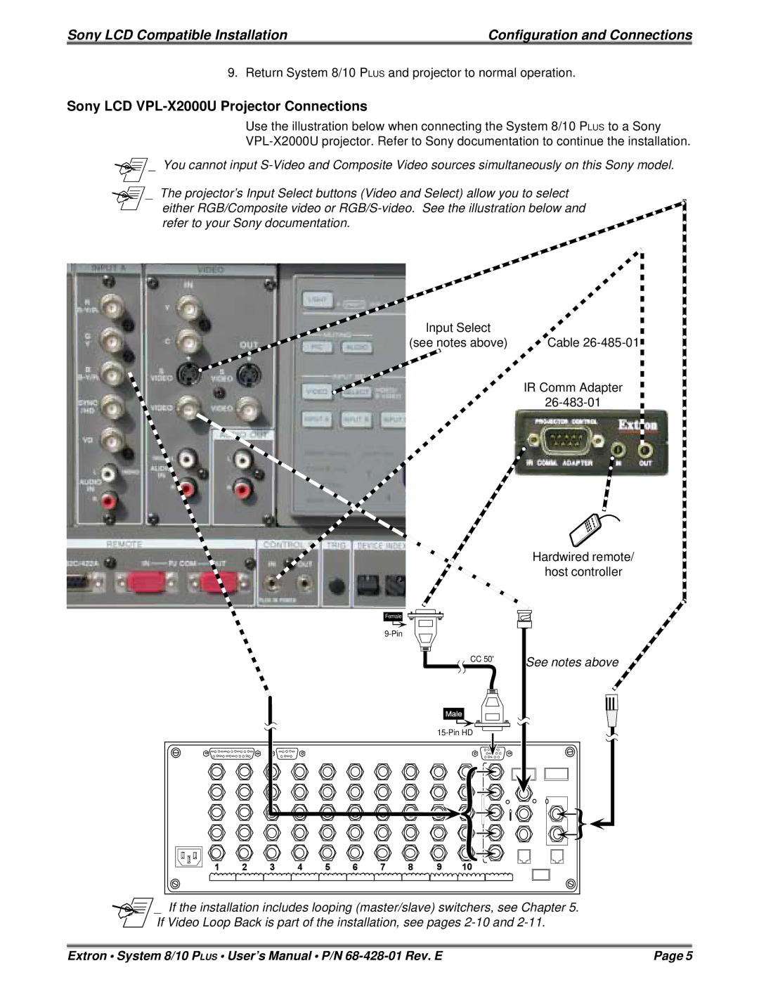 Sony 26-483-01 installation instructions Sony LCD VPL-X2000U Projector Connections 