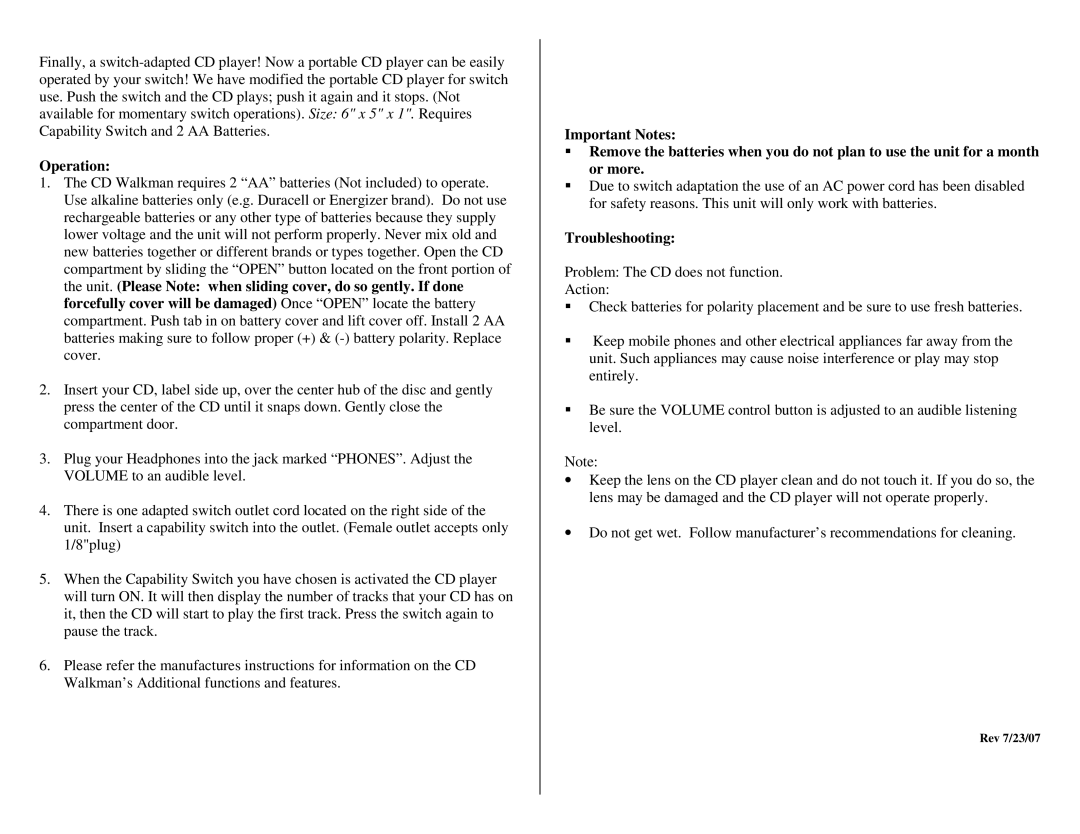 Sony 331 manual Operation, Troubleshooting 