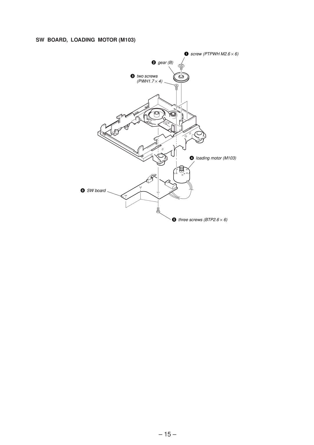 Sony 4-216-840-0 service manual SW BOARD, Loading Motor M103 