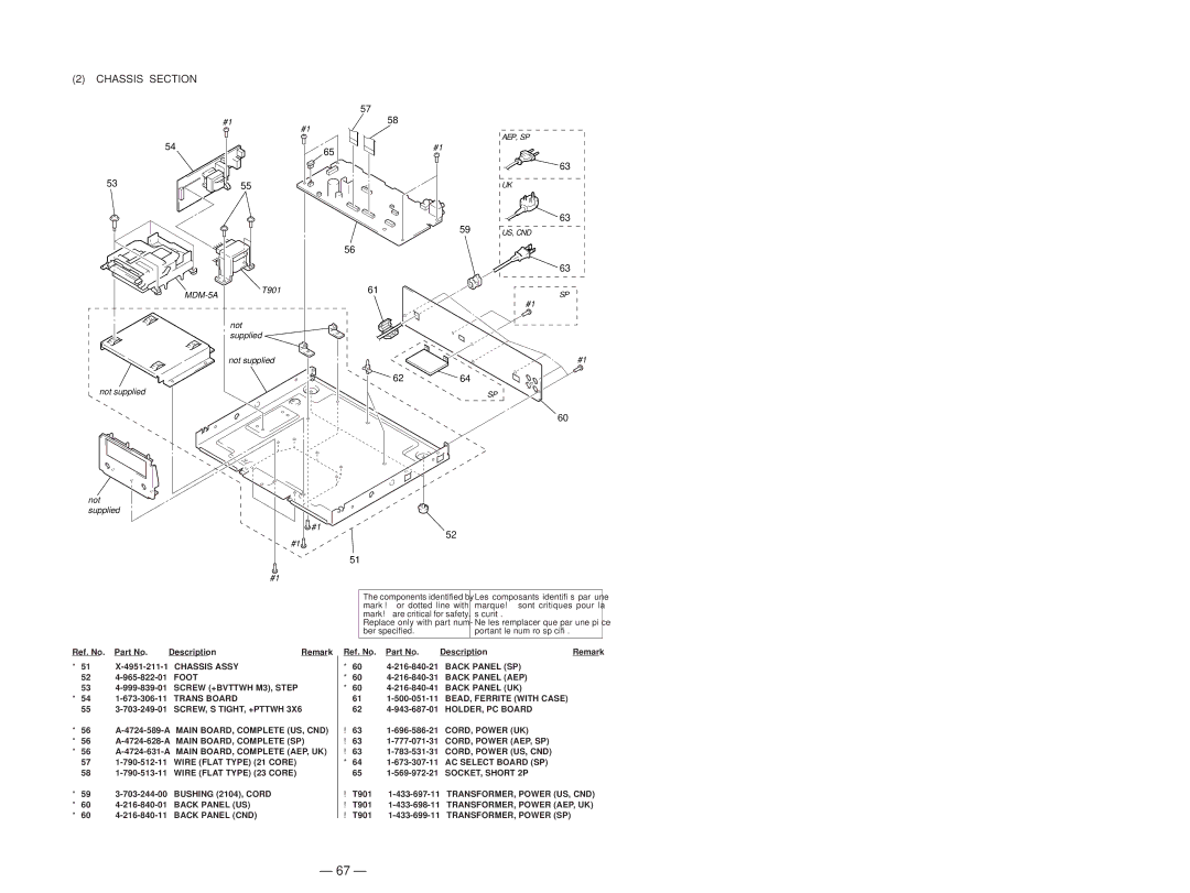 Sony 4-216-840-0 service manual Chassis Section, Aep, Sp 