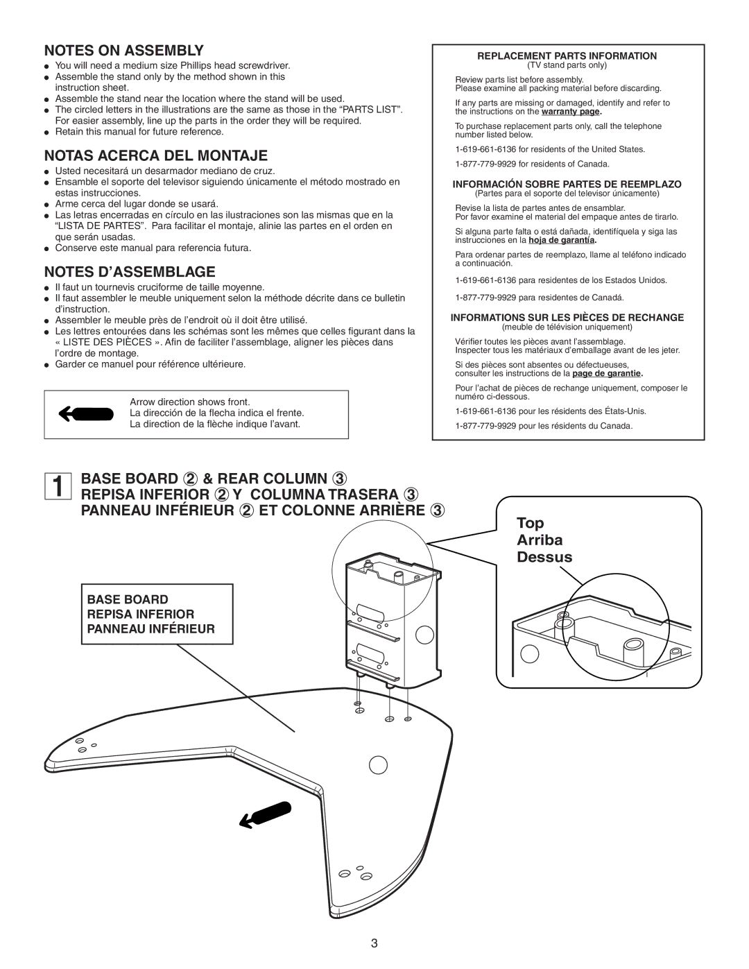 Sony SU-34HX1, 414 manual Notas Acerca DEL Montaje, Replacement Parts Information 