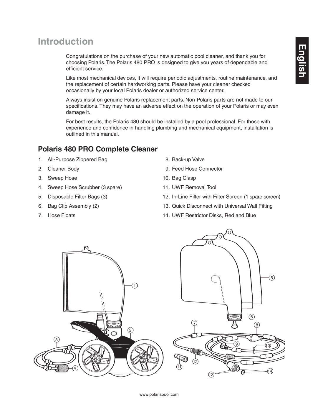 Sony owner manual Introduction, Polaris 480 PRO Complete Cleaner 