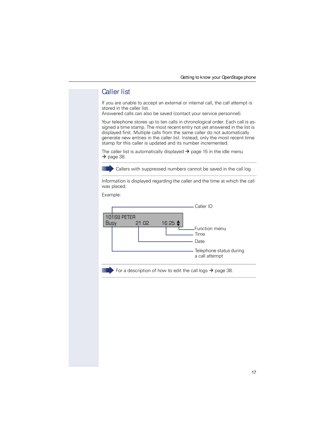 Sony 500 manual Caller list, Busy 