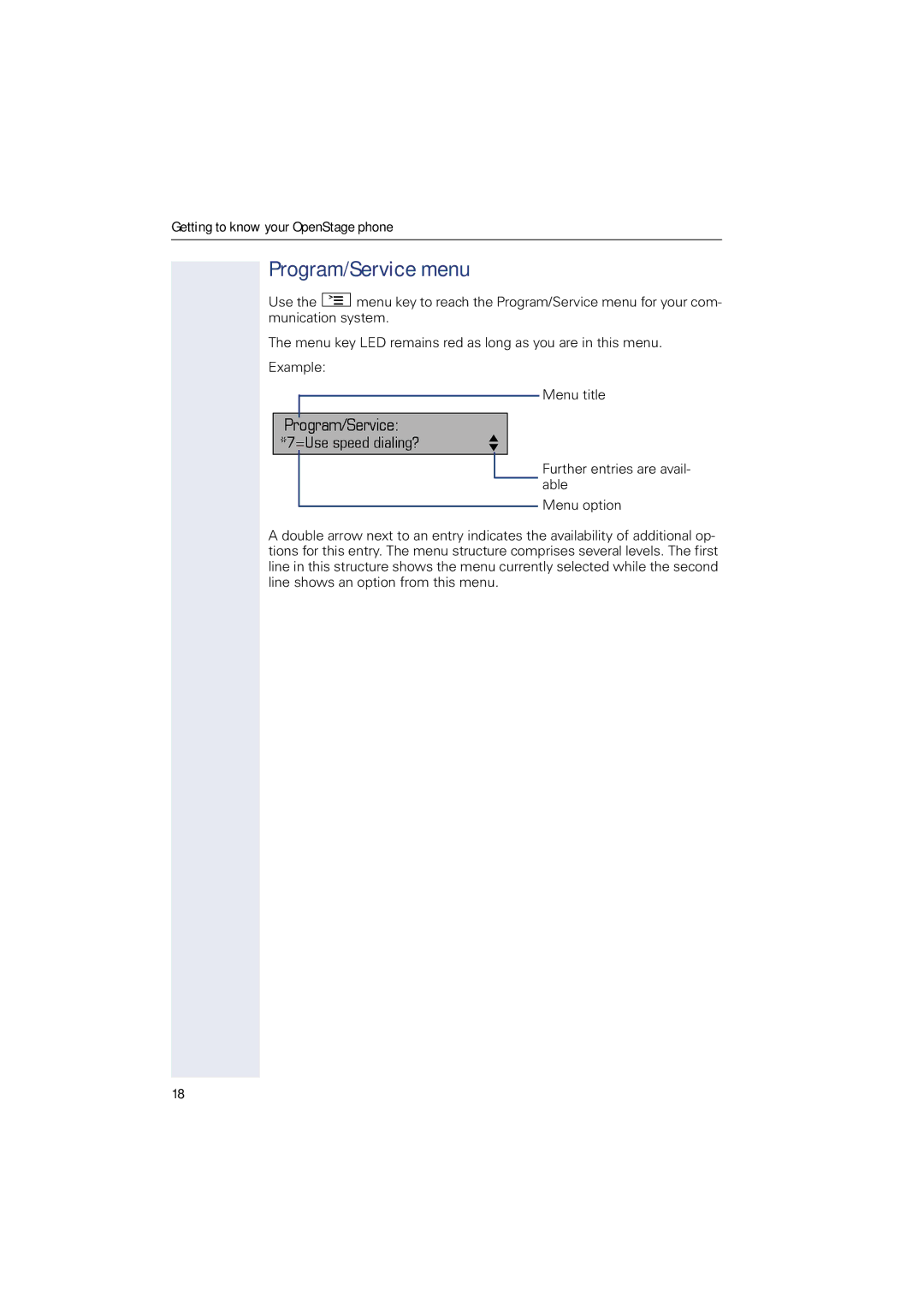 Sony 500 manual Program/Service menu 