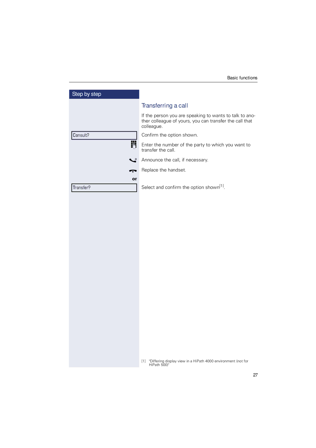 Sony 500 manual Transferring a call 