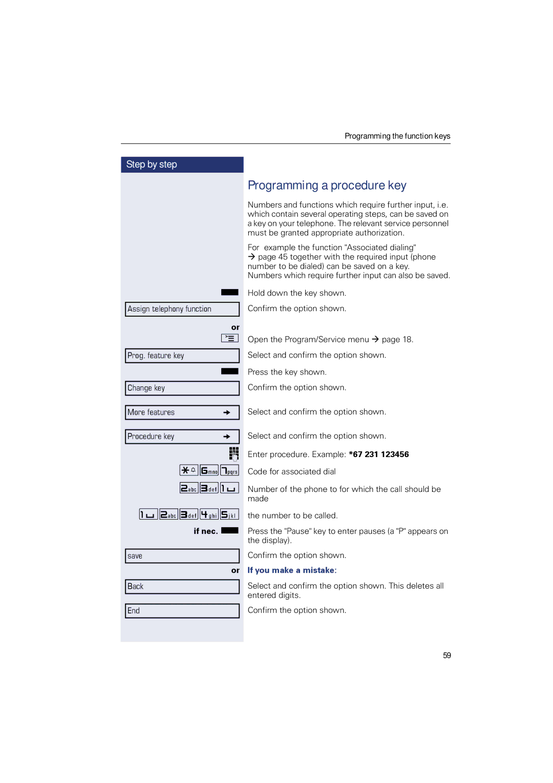 Sony 500 manual Programming a procedure key, If you make a mistake 