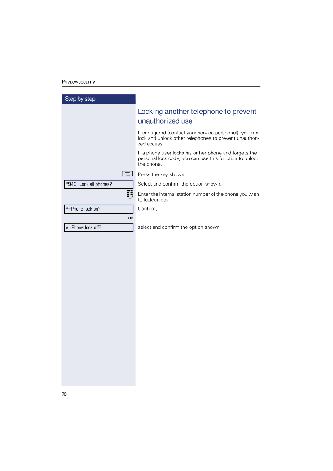 Sony 500 manual Locking another telephone to prevent unauthorized use 