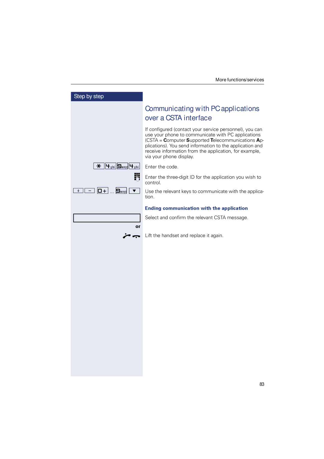 Sony 500 manual Communicating with PC applications over a Csta interface, Ending communication with the application 