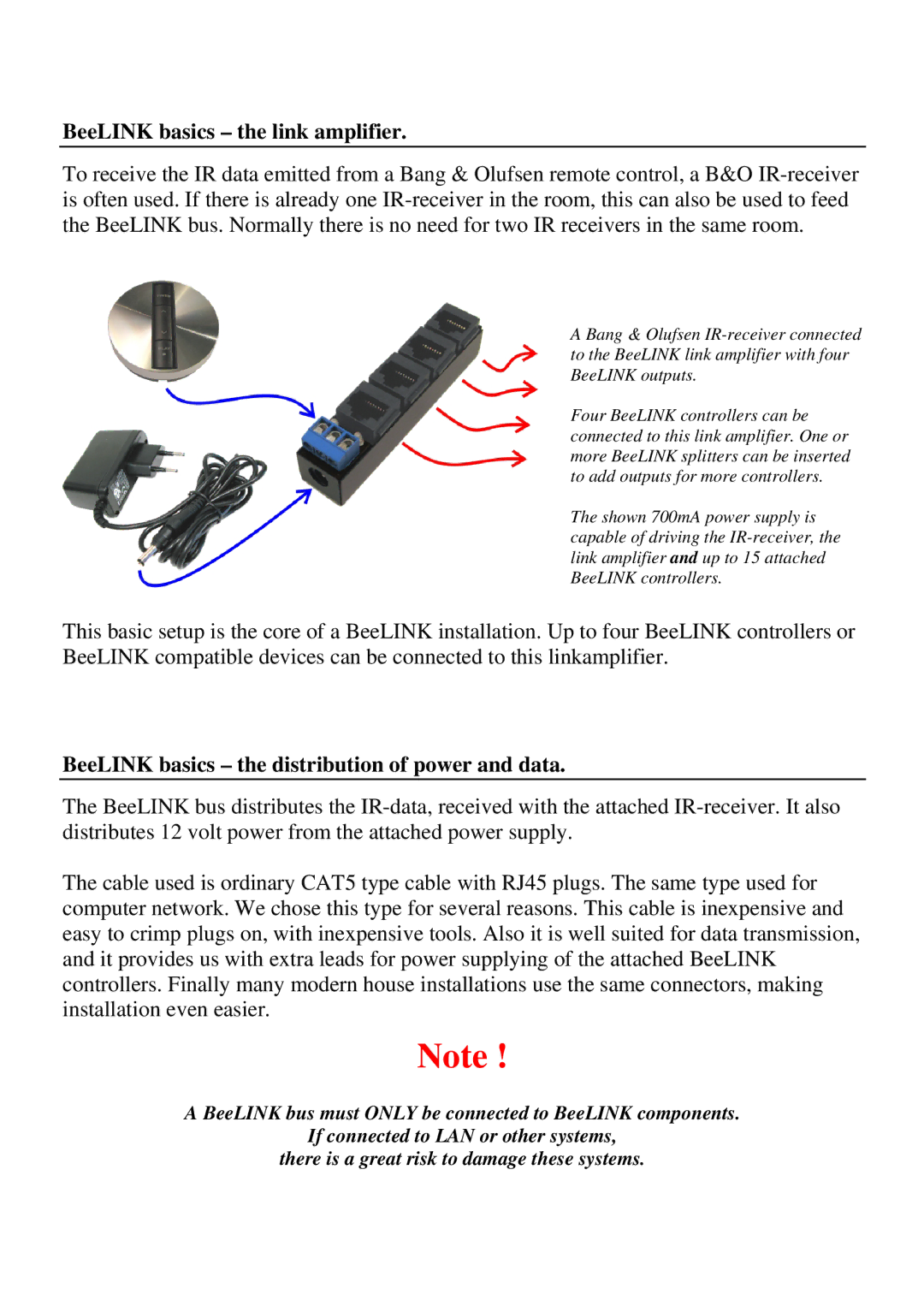 Sony 6124 manual BeeLINK basics the link amplifier, BeeLINK basics the distribution of power and data 