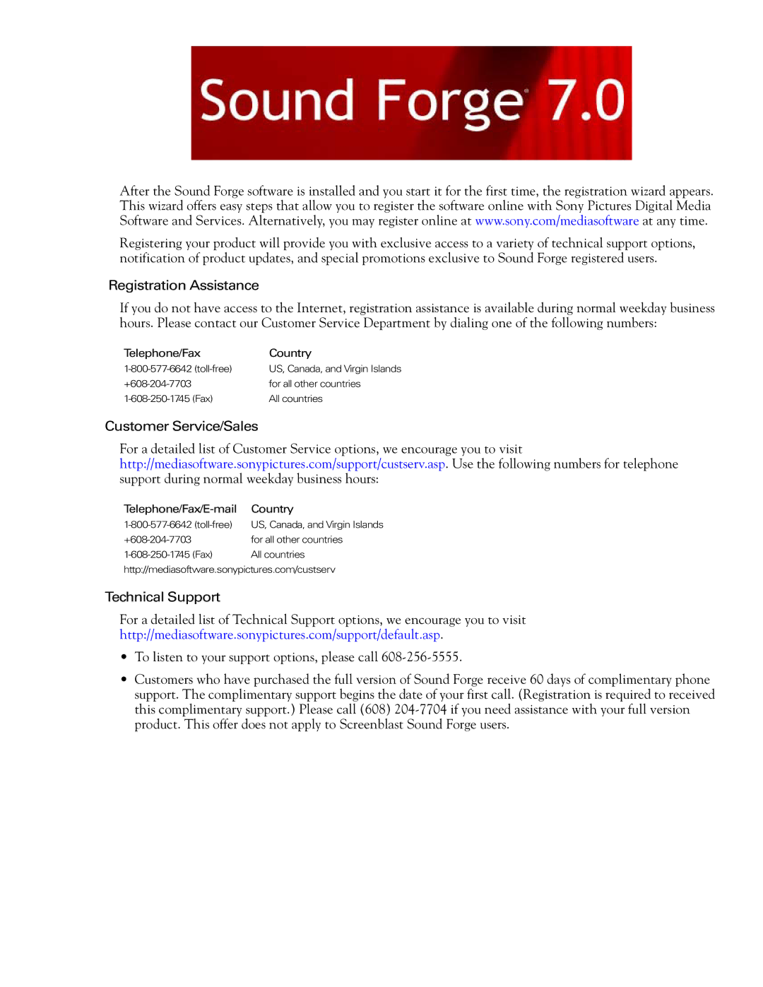 Sony 7 manual Registration Assistance 