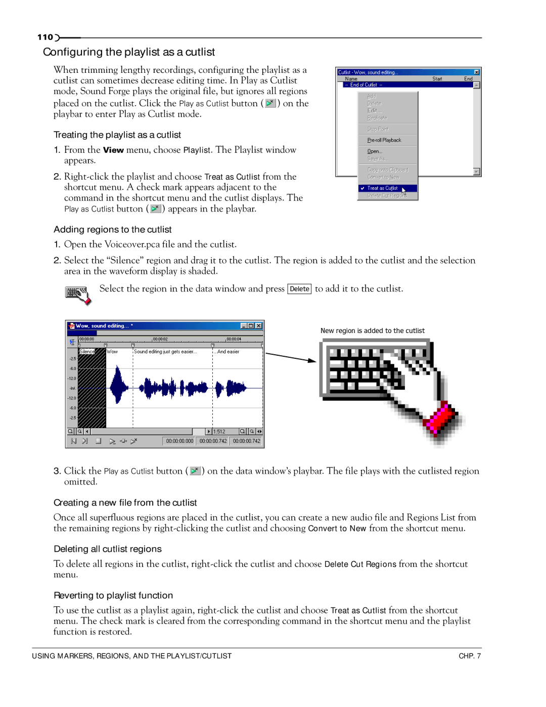 Sony 7 manual Configuring the playlist as a cutlist 