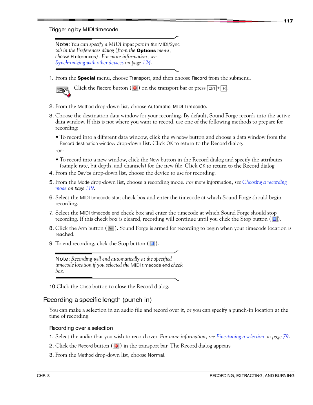 Sony 7 manual Recording a specific length punch-in 