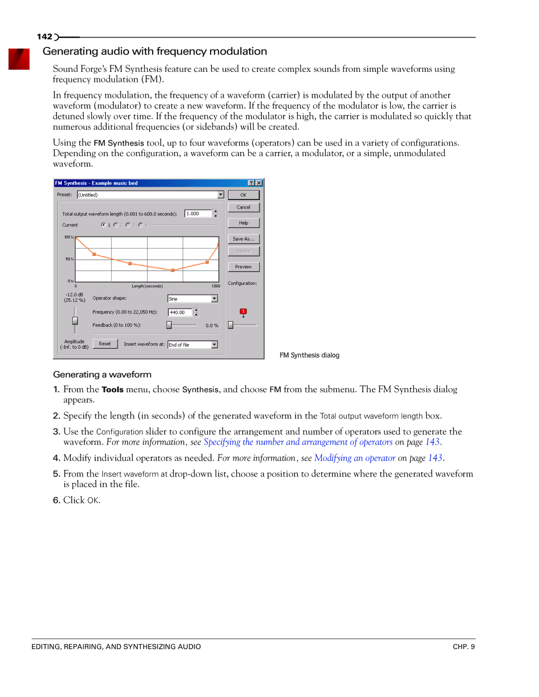 Sony 7 manual Generating audio with frequency modulation 