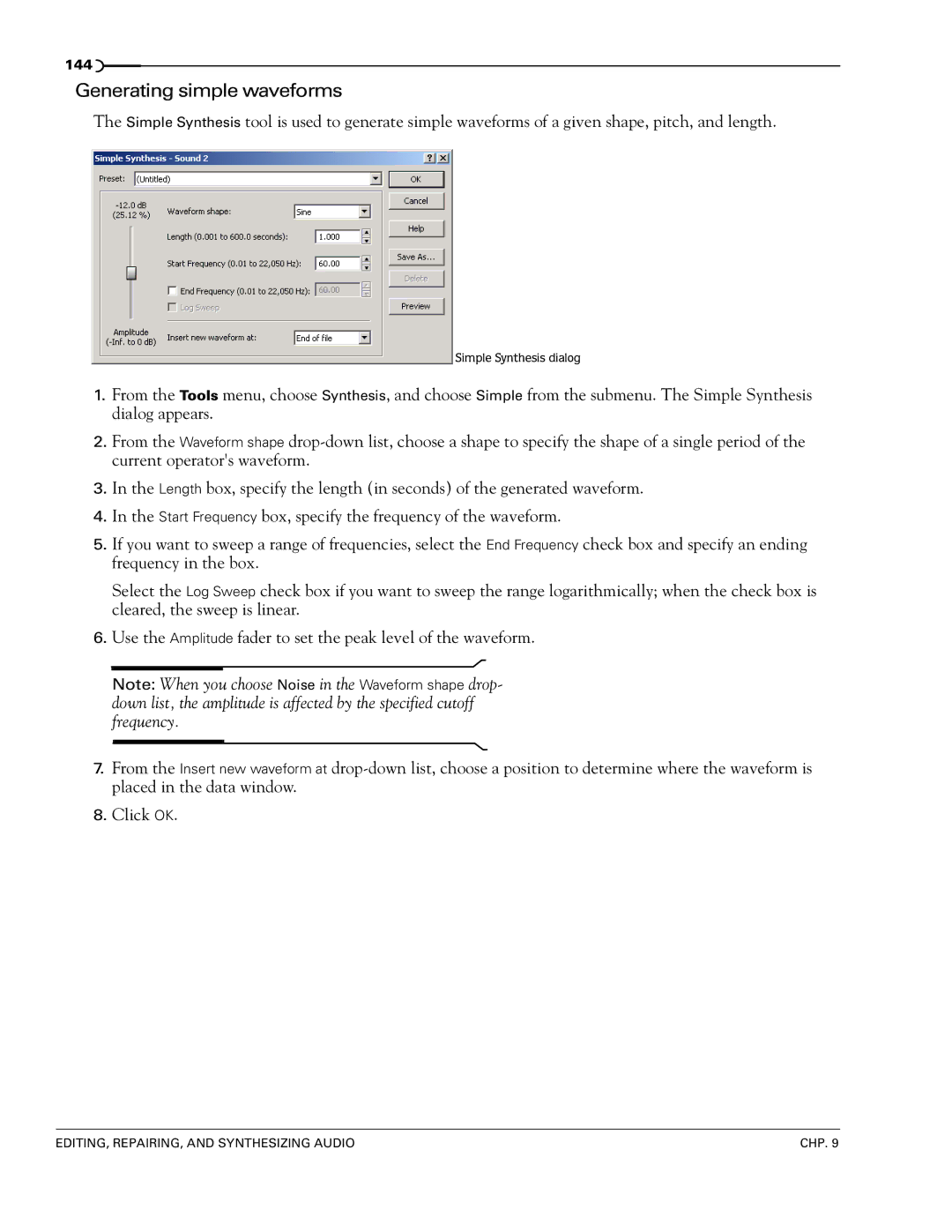 Sony 7 manual Generating simple waveforms 