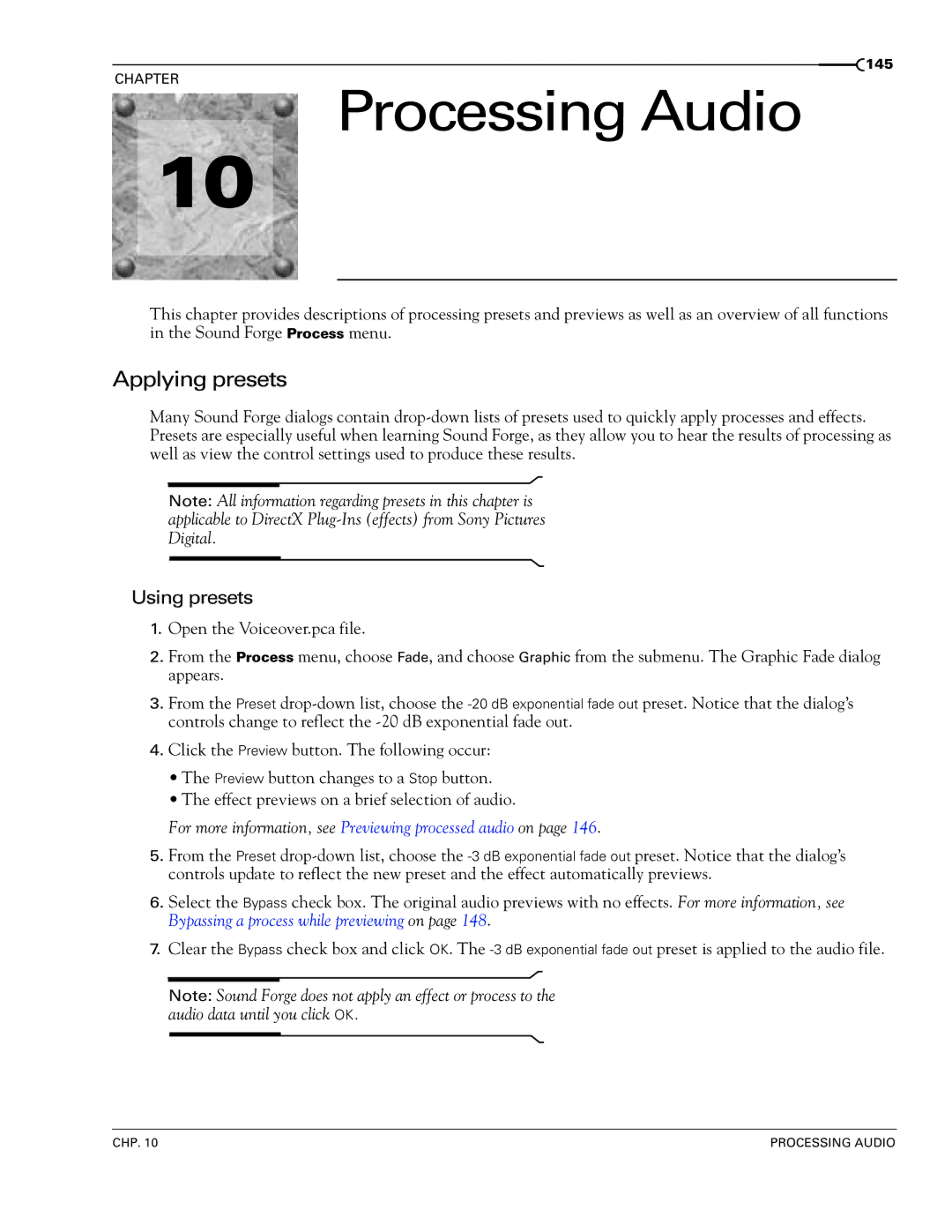 Sony 7 manual Processing Audio, Applying presets, Using presets 