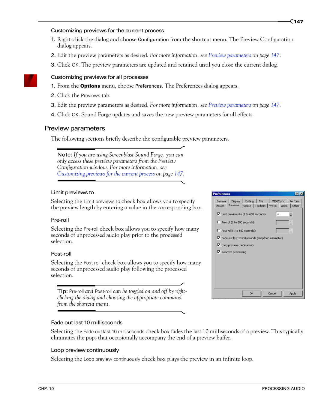 Sony 7 manual Preview parameters 