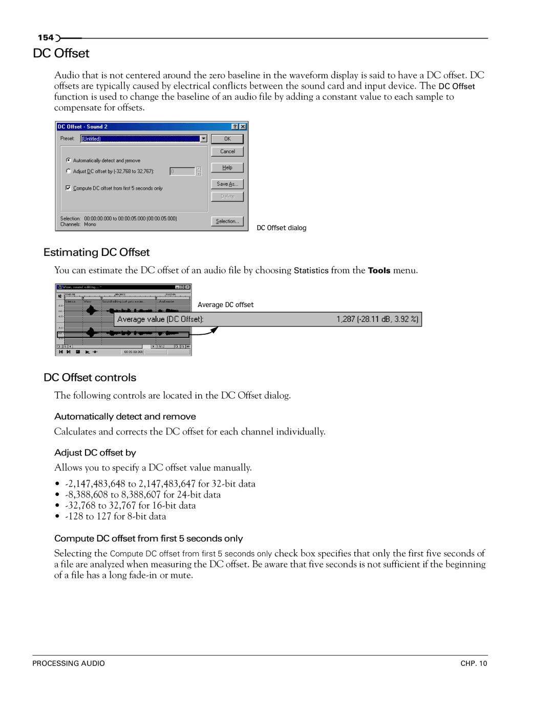 Sony 7 manual Estimating DC Offset, DC Offset controls 