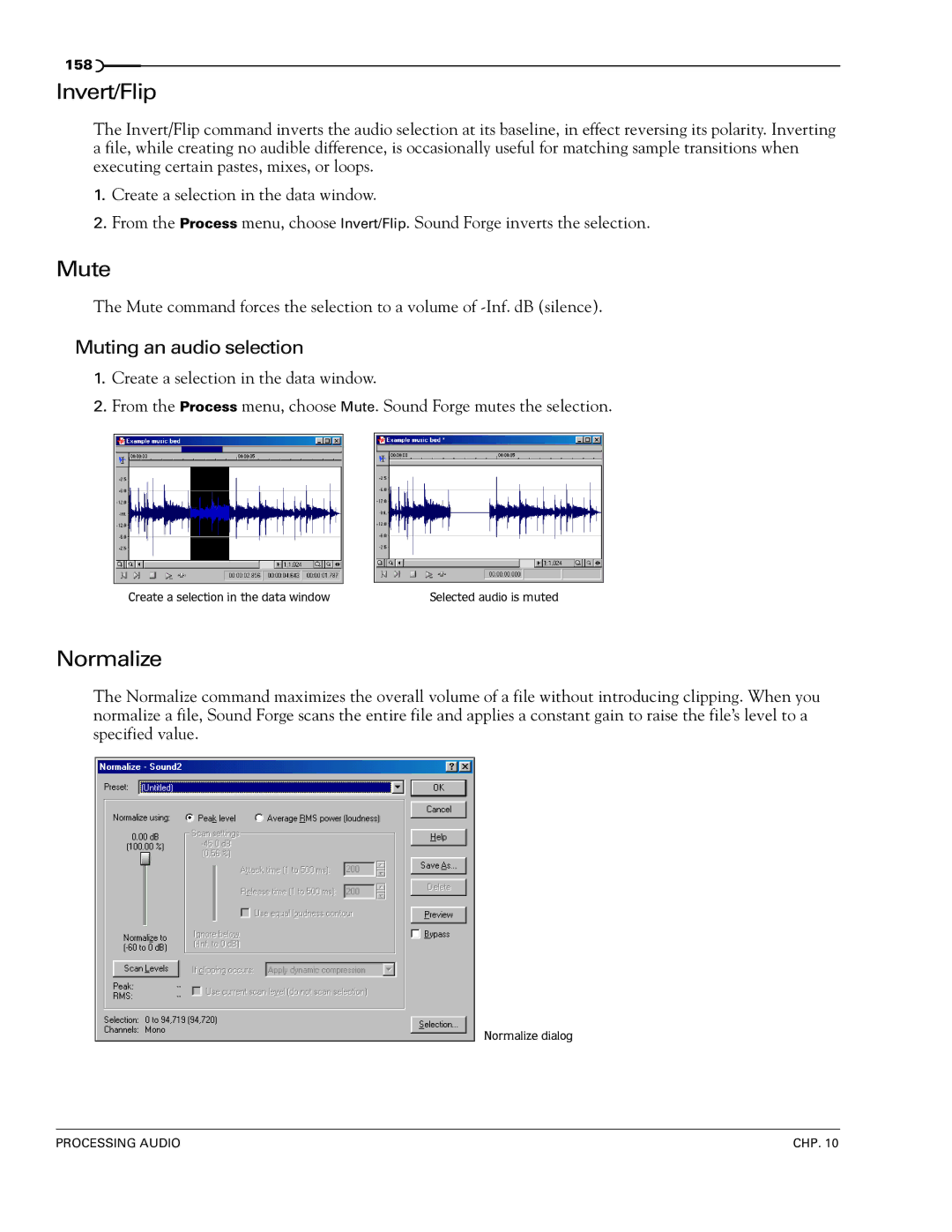 Sony 7 manual Invert/Flip, Mute, Normalize, Muting an audio selection 