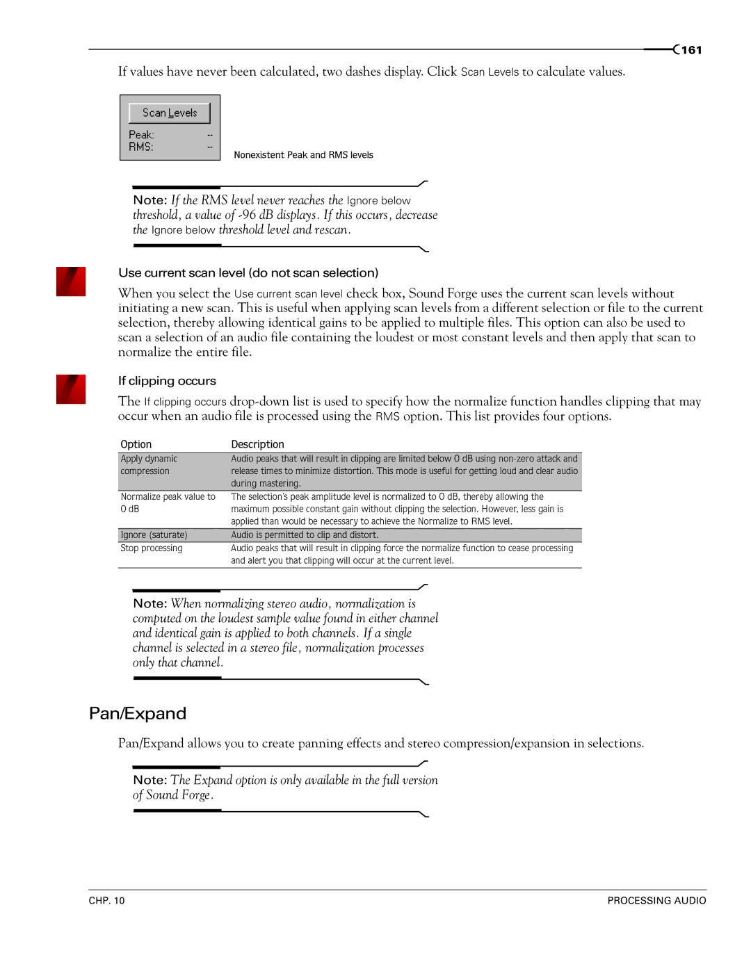 Sony 7 manual Pan/Expand, Option Description 