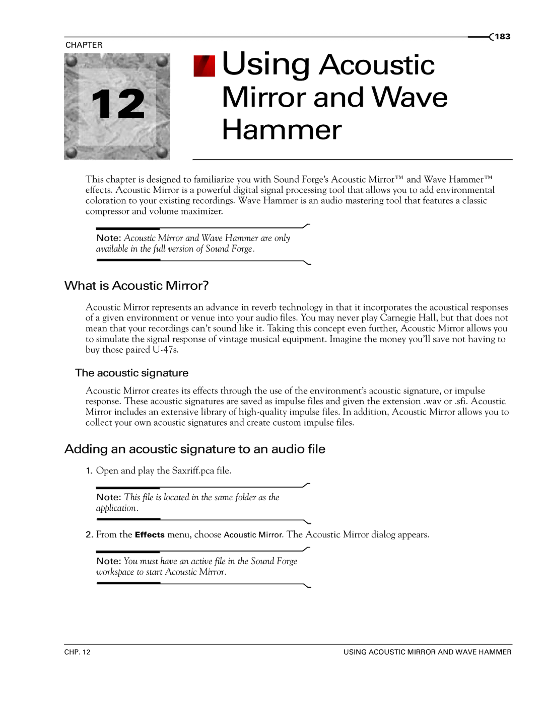 Sony 7 manual What is Acoustic Mirror?, Adding an acoustic signature to an audio file, Acoustic signature 