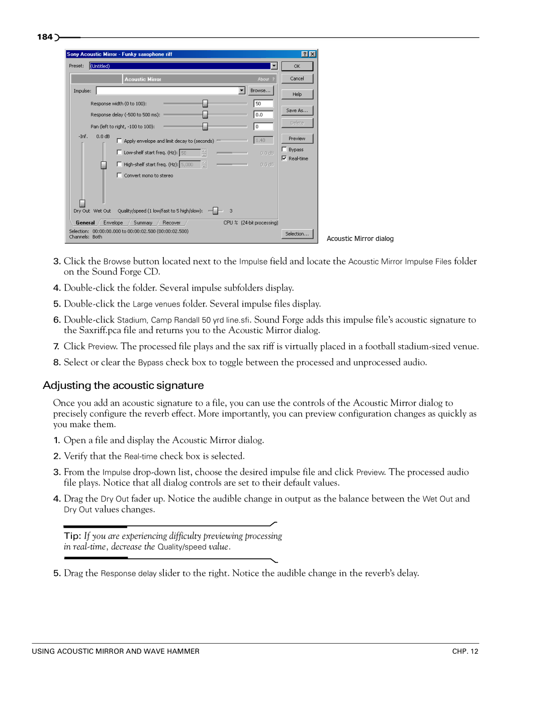 Sony 7 manual Adjusting the acoustic signature 