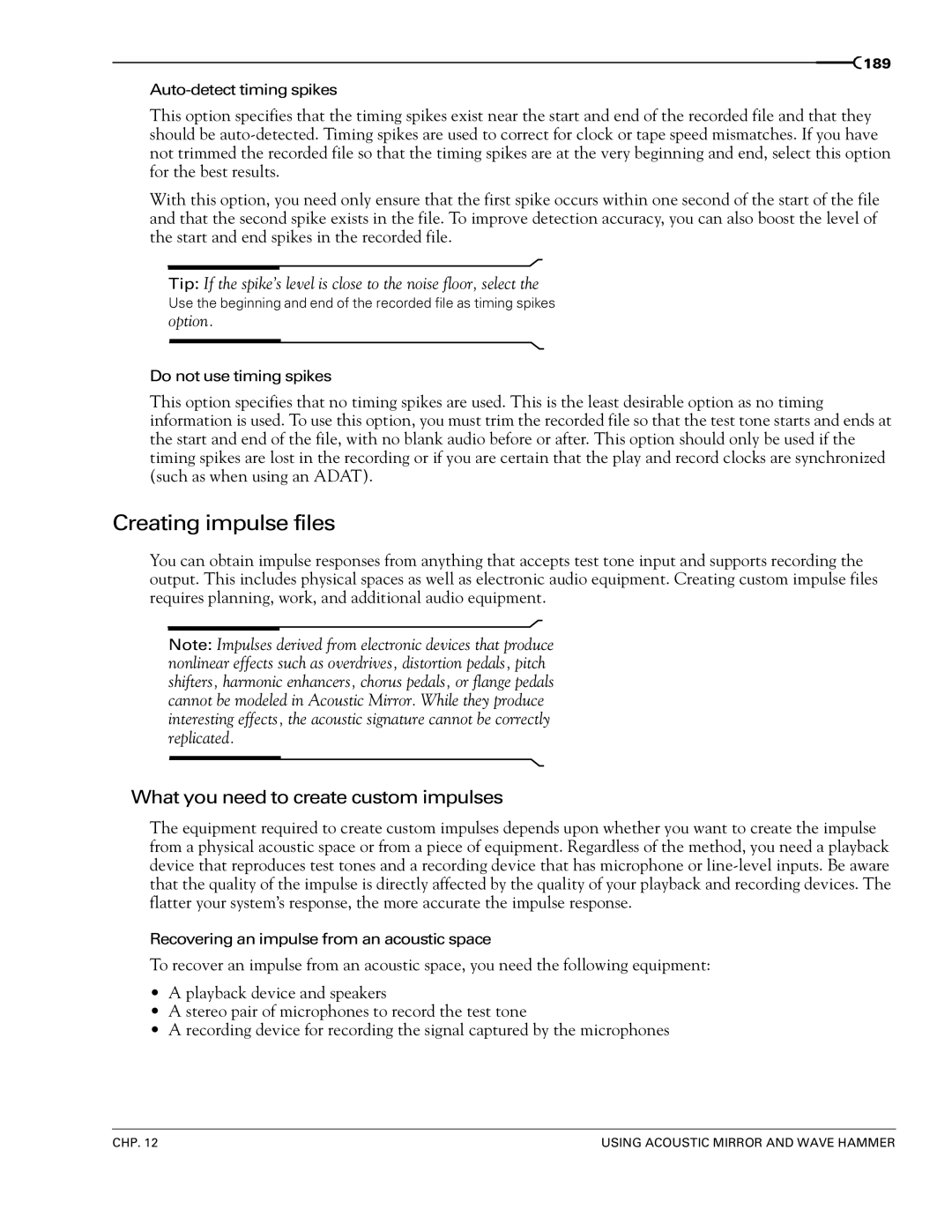 Sony 7 manual Creating impulse files, What you need to create custom impulses 