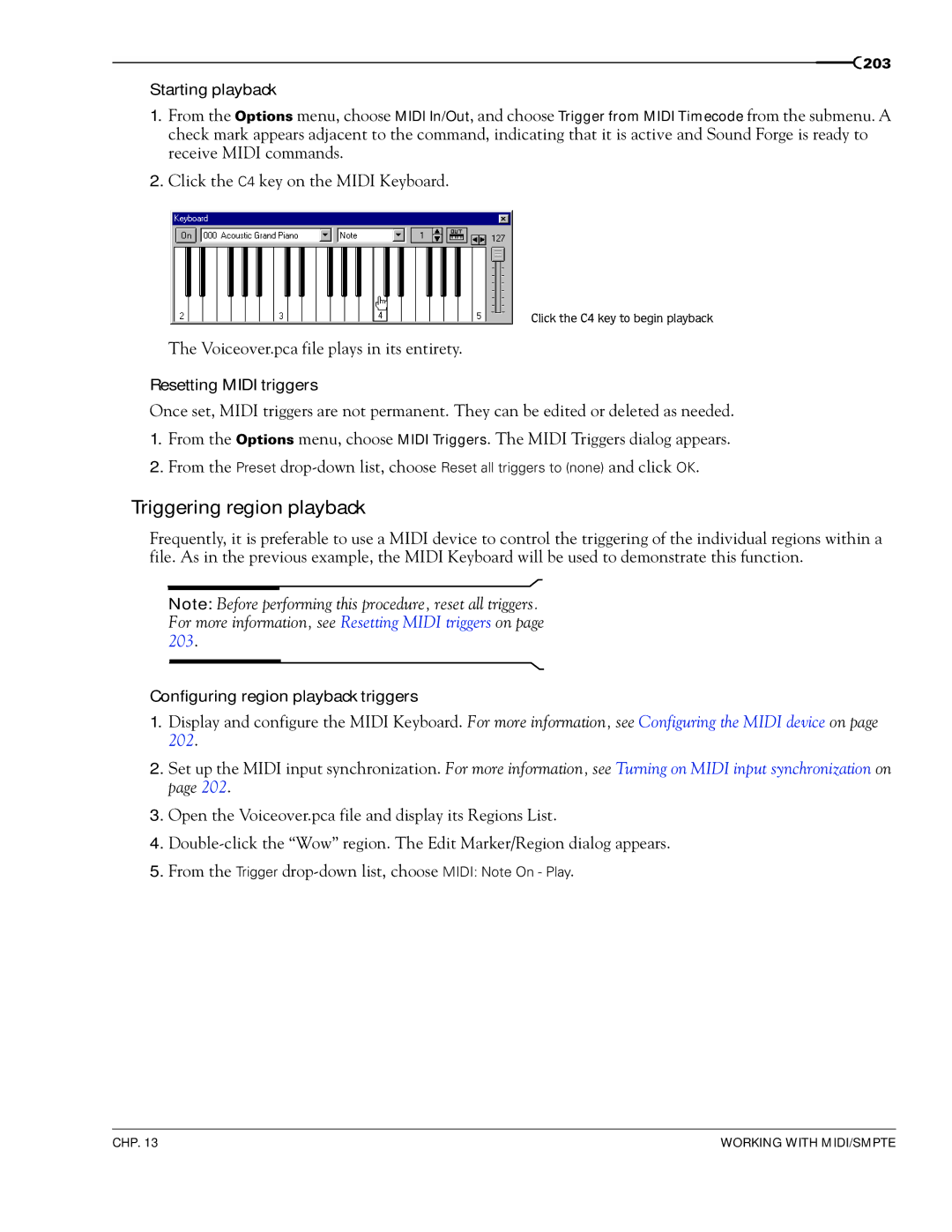 Sony 7 manual Triggering region playback 