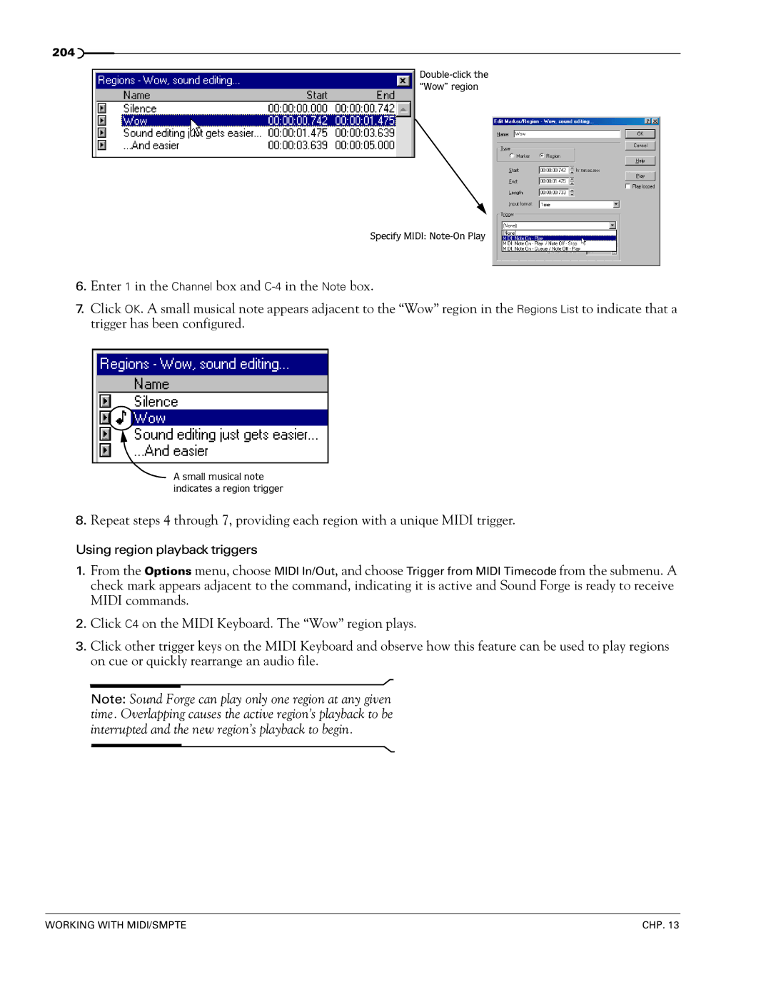 Sony 7 manual Using region playback triggers 