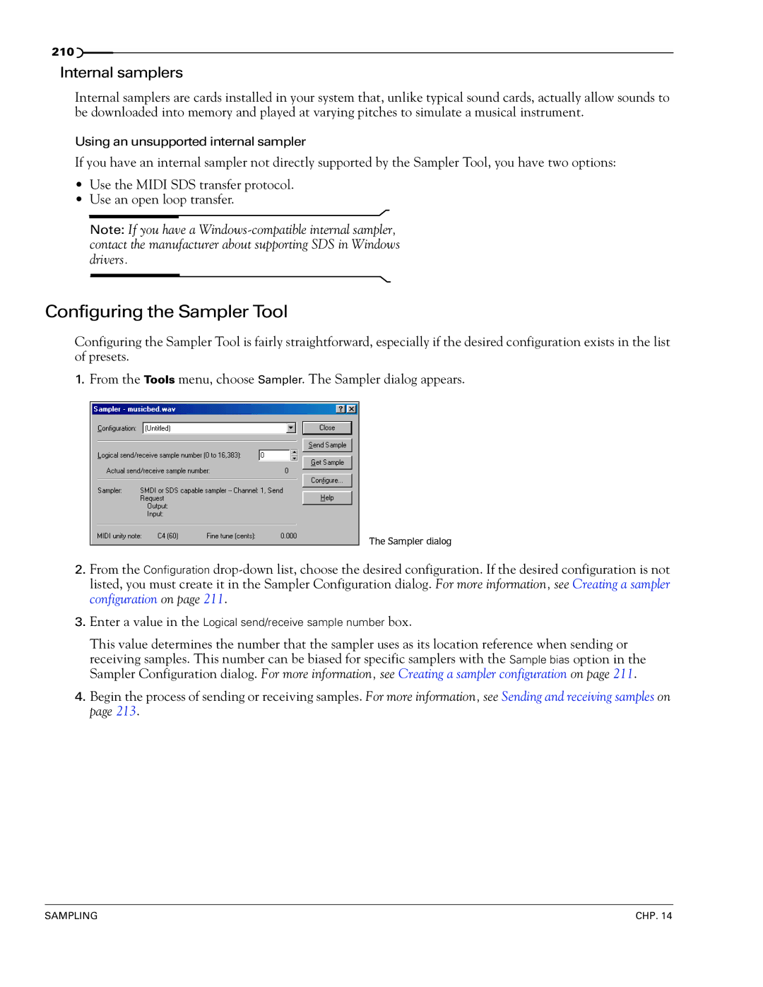 Sony 7 manual Configuring the Sampler Tool, Internal samplers 