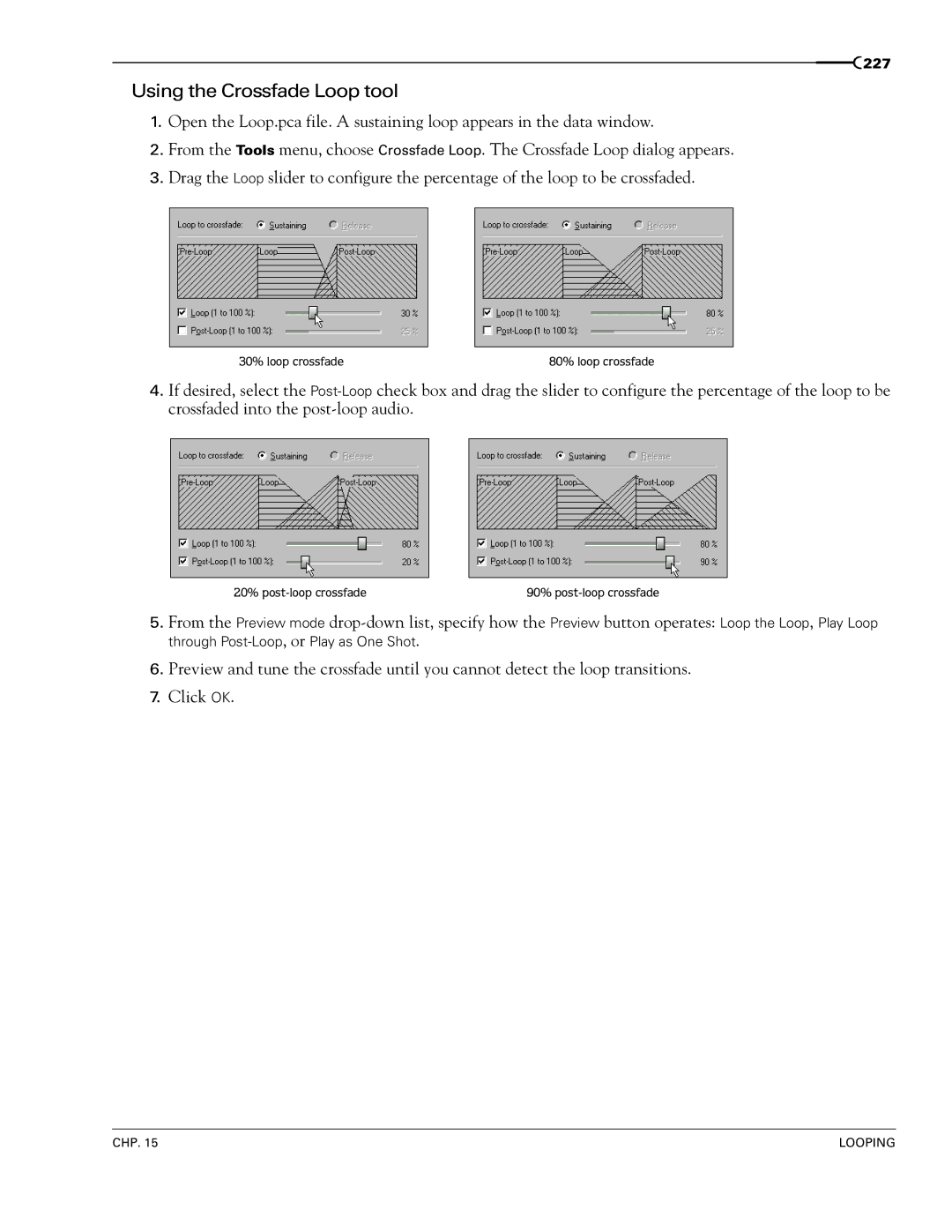 Sony 7 manual Using the Crossfade Loop tool 