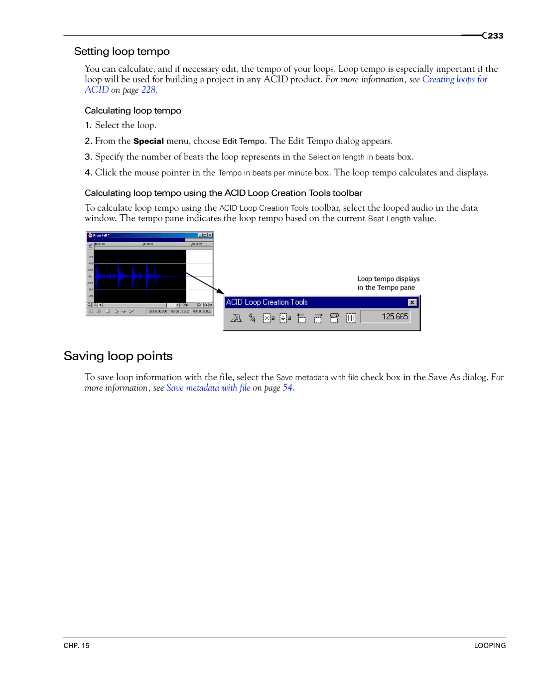 Sony 7 manual Saving loop points, Setting loop tempo 