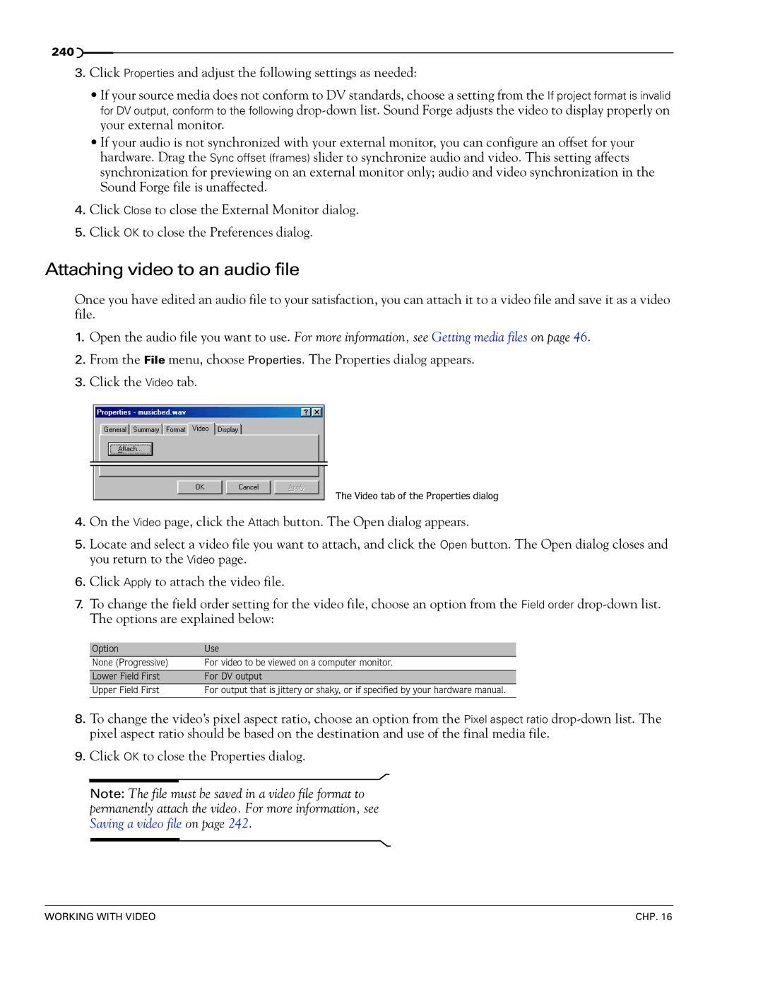 Sony 7 manual Attaching video to an audio file 