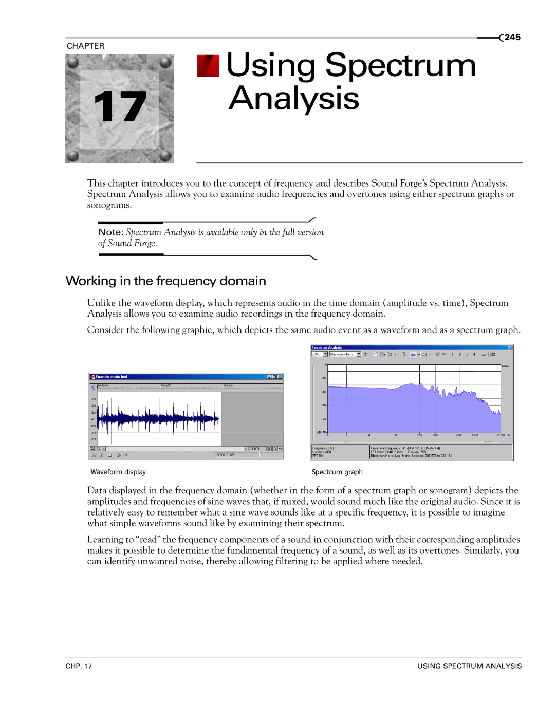 Sony 7 manual Using Spectrum Analysis, Working in the frequency domain 