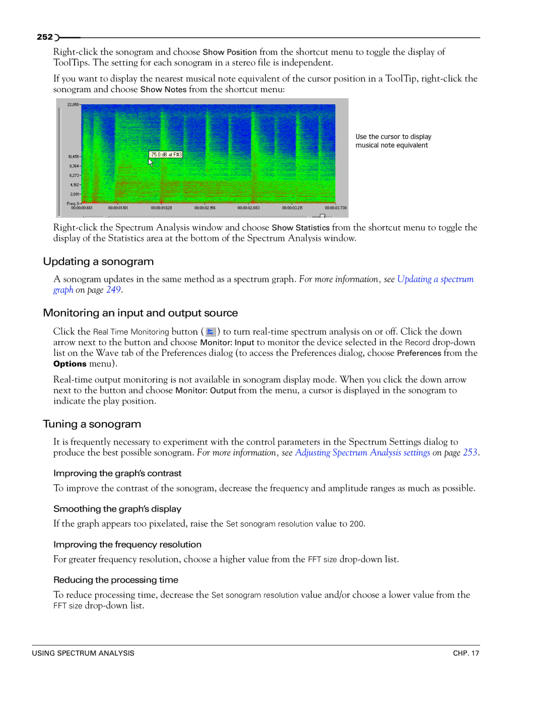 Sony 7 manual Updating a sonogram, Tuning a sonogram 