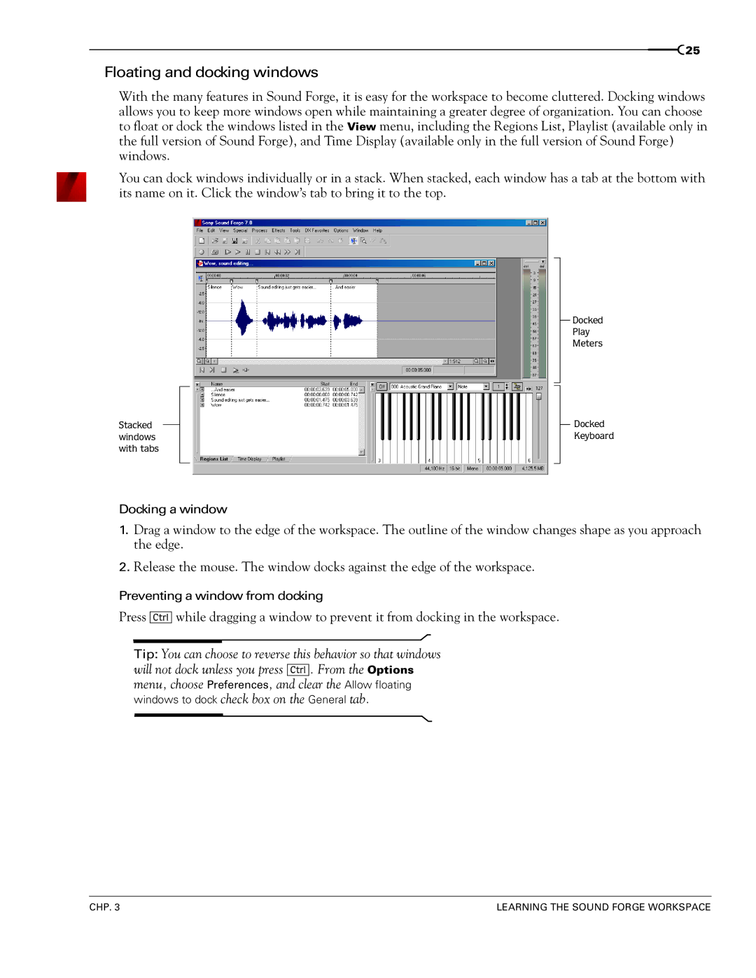 Sony 7 manual Floating and docking windows 