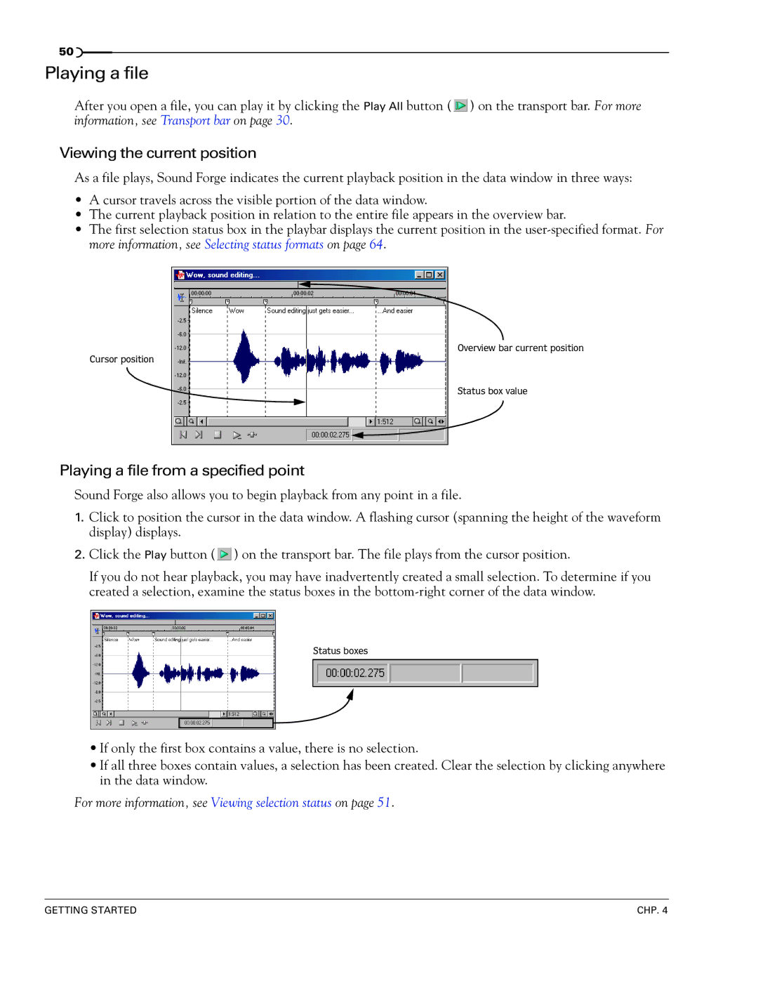 Sony 7 manual Viewing the current position, Playing a file from a specified point 