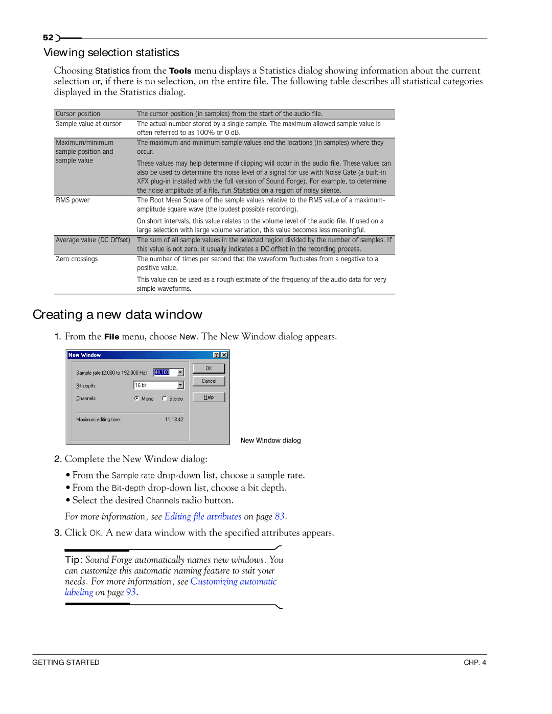 Sony 7 manual Creating a new data window, Viewing selection statistics 