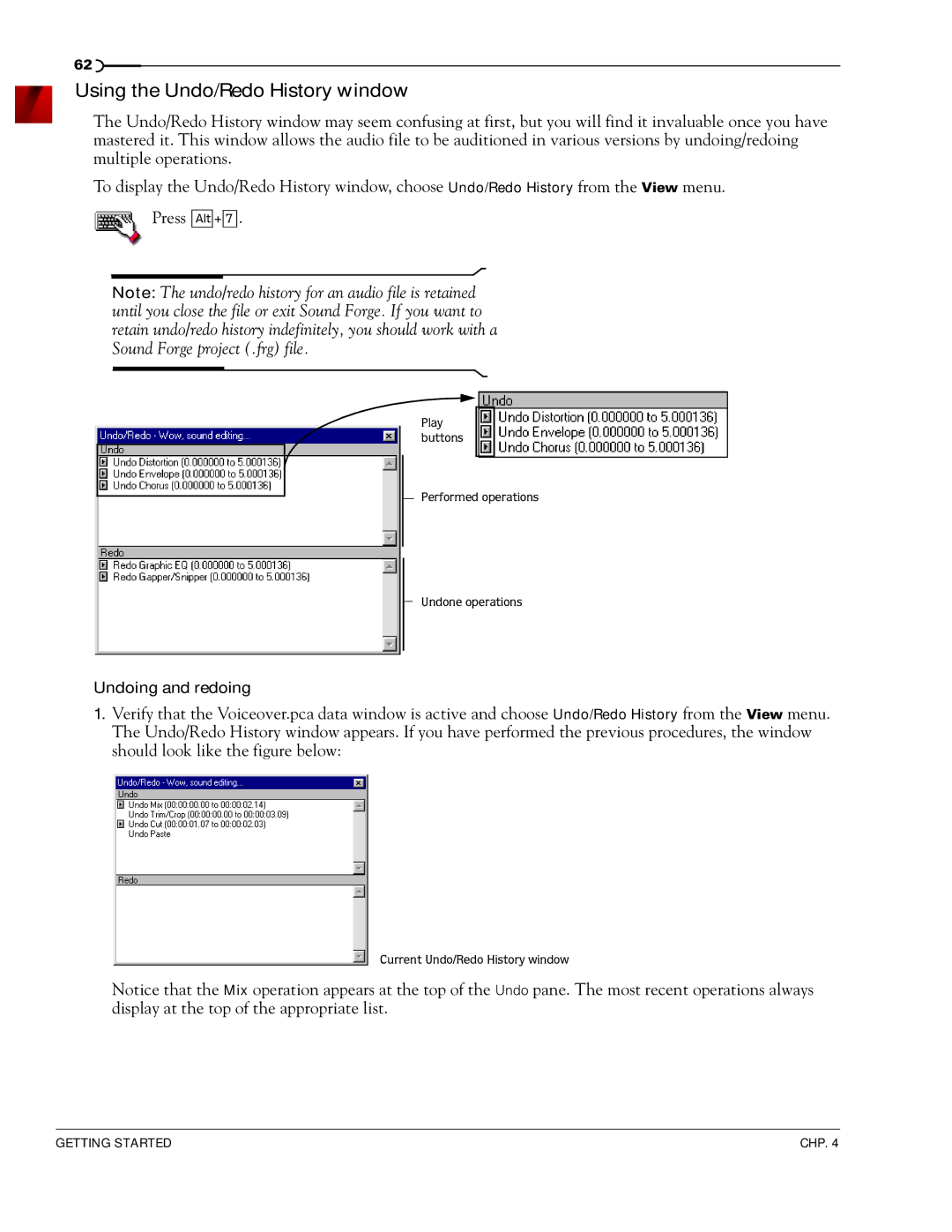 Sony 7 manual Using the Undo/Redo History window 