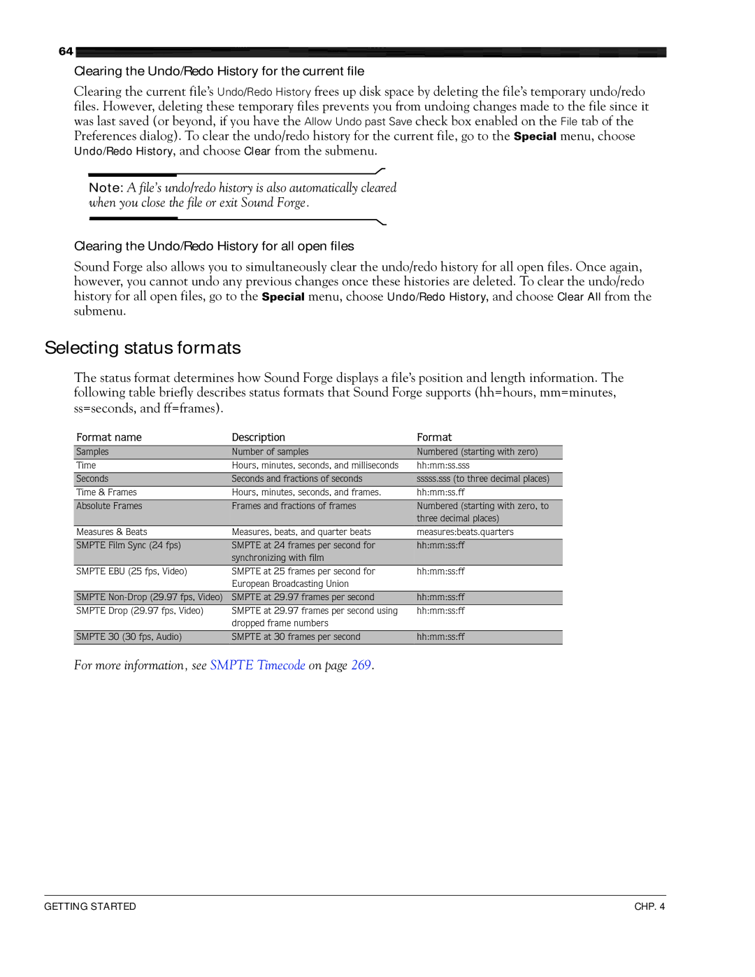 Sony 7 manual Selecting status formats, Format name Description 