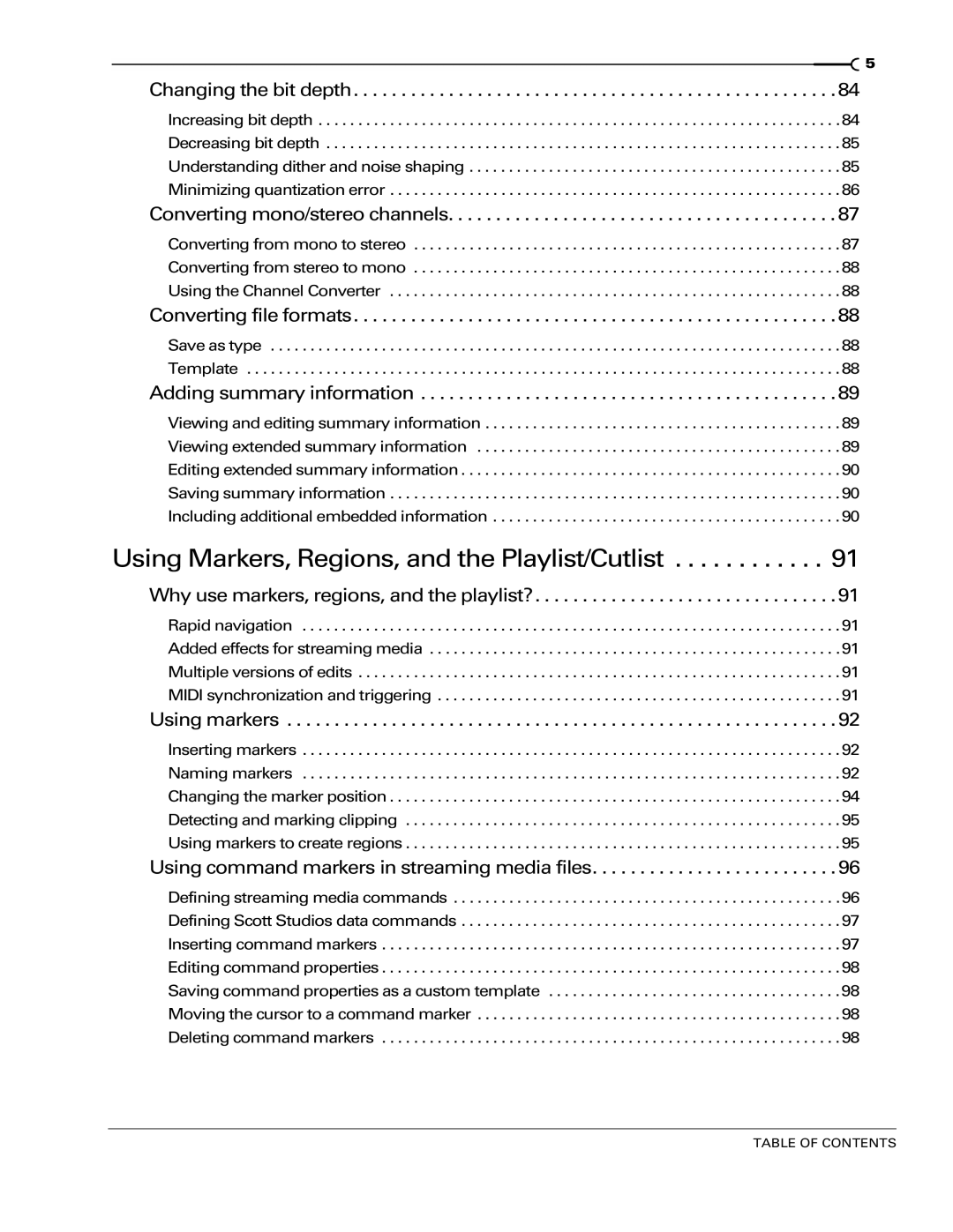 Sony 7 manual Changing the bit depth, Converting mono/stereo channels, Converting file formats, Adding summary information 