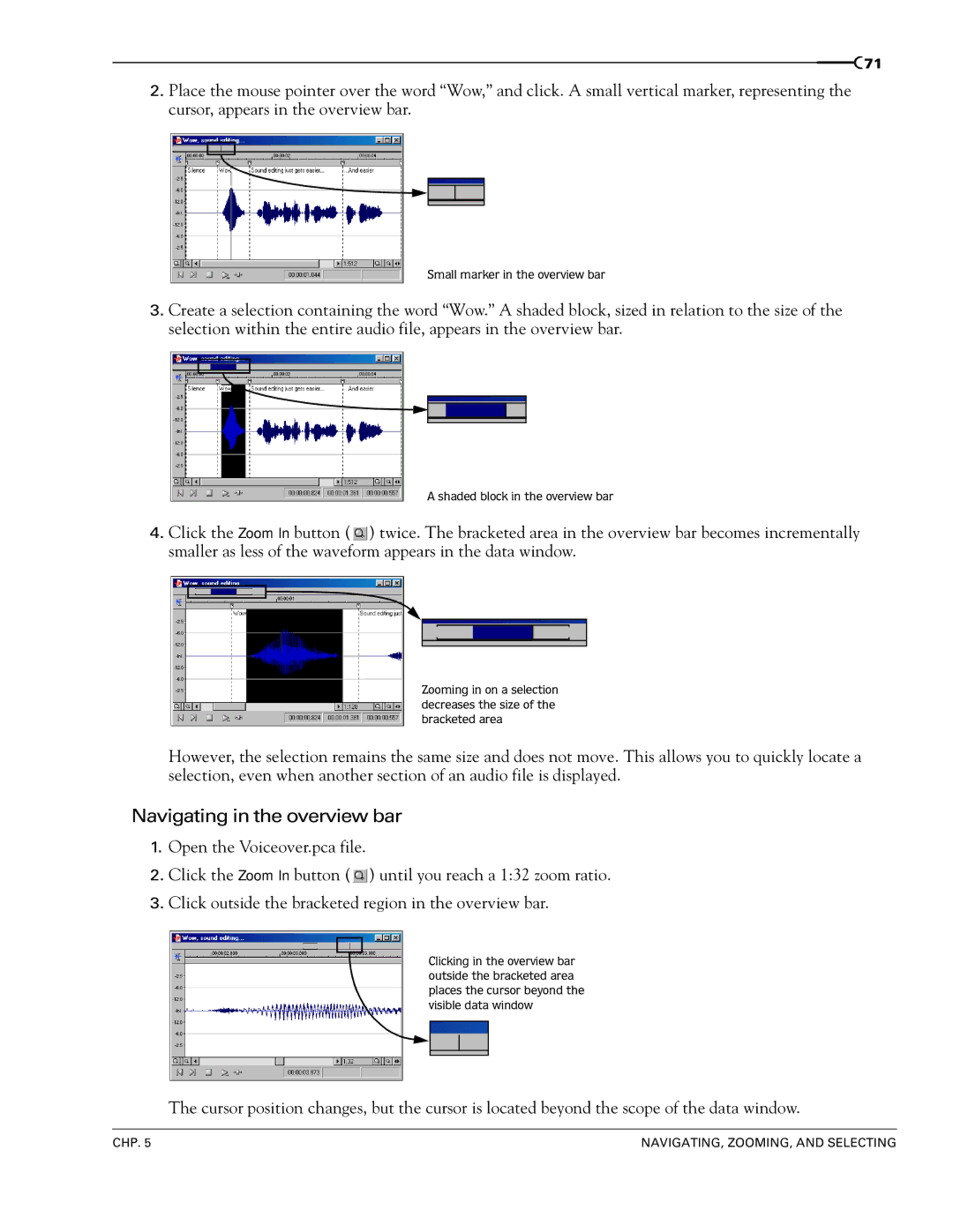 Sony 7 manual Navigating in the overview bar 