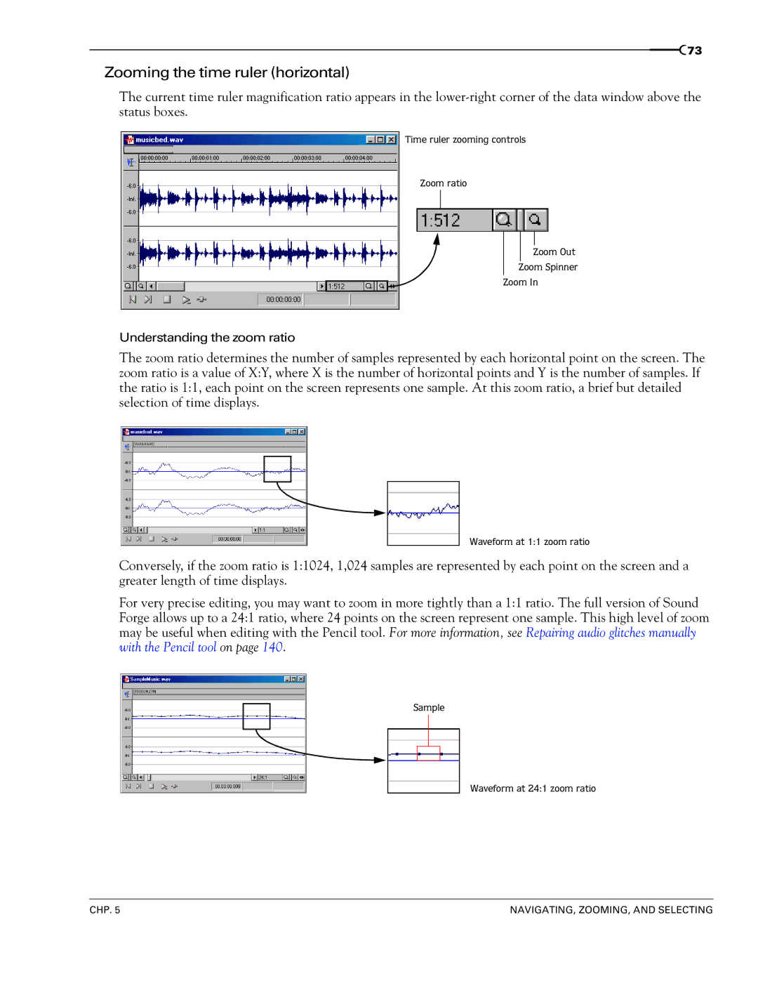 Sony 7 manual Zooming the time ruler horizontal 